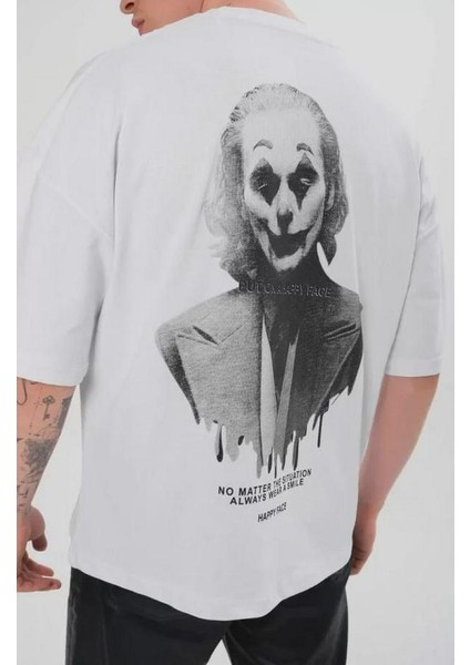 Unisex Bisiklet Yaka Baskılı Oversize T-Shirt fiyatları