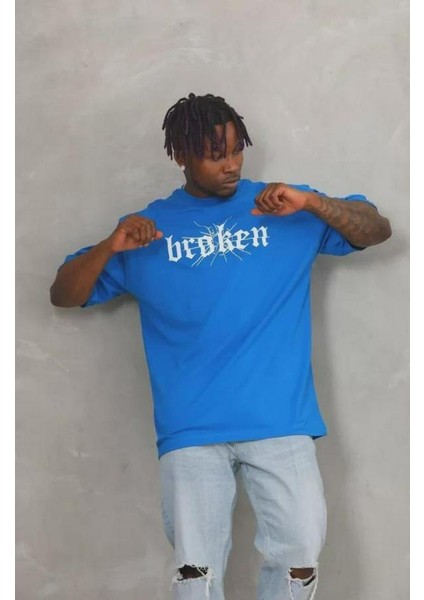Unisex Oversize Baskılı Bisiklet Yaka T-Shirt fiyatları