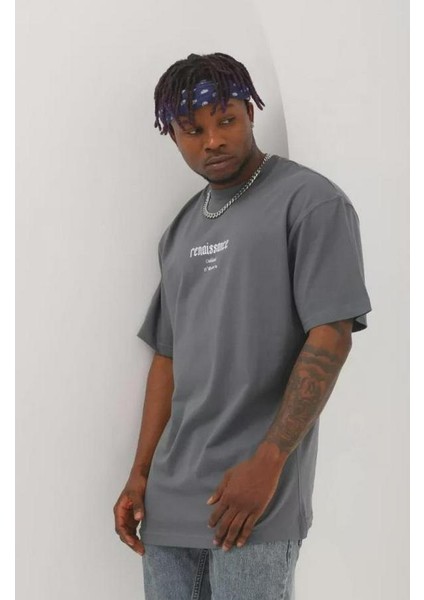 Unisex Oversize Baskılı Bisiklet Yaka T-Shirt fiyatları