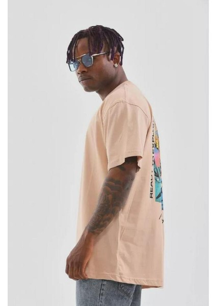 Unisex Bisiklet Yaka Baskılı Oversize T-Shirt modelleri