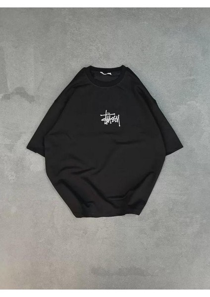 Unisex Bisiklet Yaka Baskılı Oversize T-Shirt modelleri