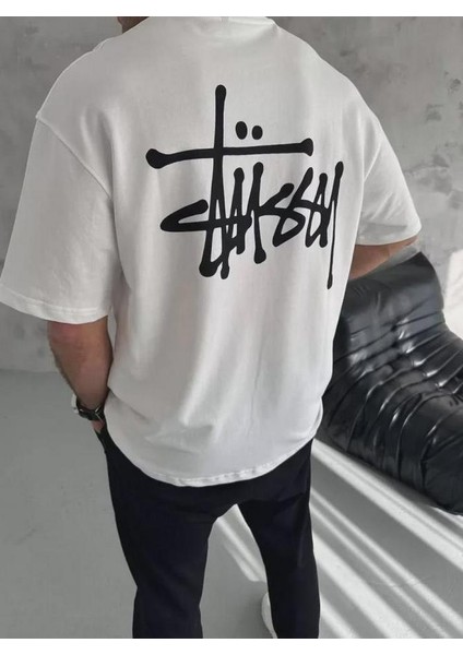 Unisex Bisiklet Yaka Baskılı Oversize T-Shirt fiyatları