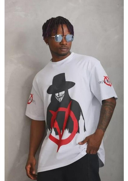 Unisex Oversize Baskılı Bisiklet Yaka T-Shirt fiyatları