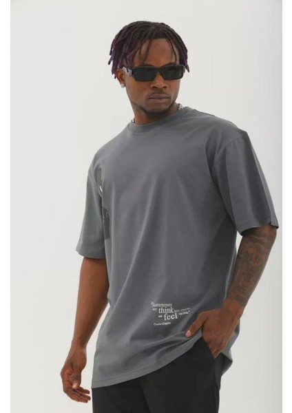 Unisex Oversize Baskılı Bisiklet Yaka T-Shirt fiyatları