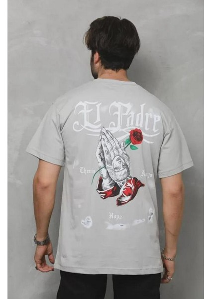 Unisex Bisiklet Yaka Baskılı Oversize T-Shirt modelleri