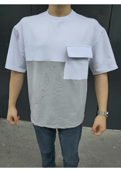 Unisex Torba Cep Detaylı Parçalı T-Shirt fiyatları