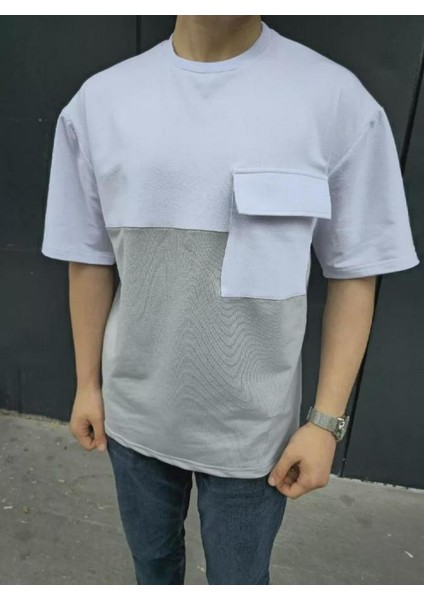 Unisex Torba Cep Detaylı Parçalı T-Shirt modelleri