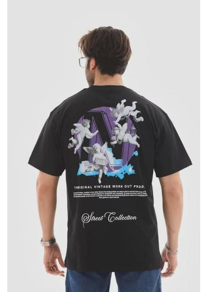 Unisex Bisiklet Yaka Baskılı Oversize T-Shirt fiyatları