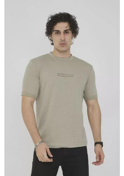 Unisex Bisiklet Yaka Slim Fit T-Shirt- Açık Yeşil