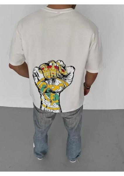 Unisex Bisiklet Yaka Baskılı Oversize T-Shirt fiyatları