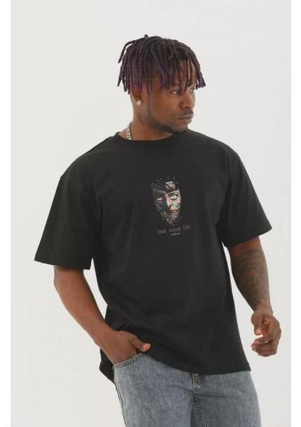 Unisex Oversize Baskılı Bisiklet Yaka T-Shirt fiyatları