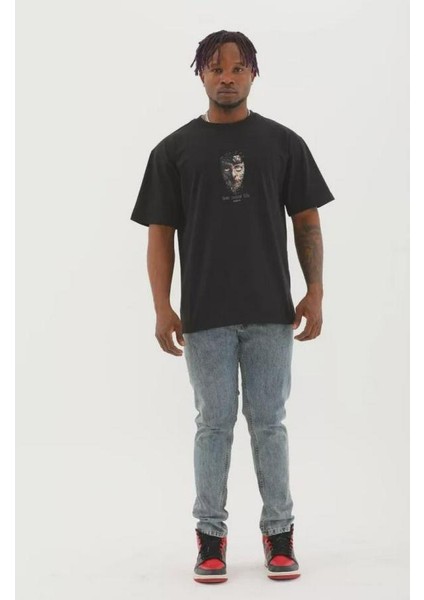 Unisex Oversize Baskılı Bisiklet Yaka T-Shirt modelleri