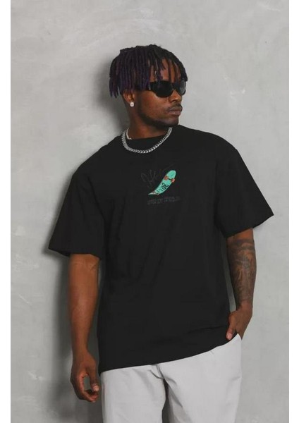 Unisex Oversize Baskılı Bisiklet Yaka T-Shirt fiyatları