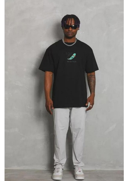 Unisex Oversize Baskılı Bisiklet Yaka T-Shirt modelleri