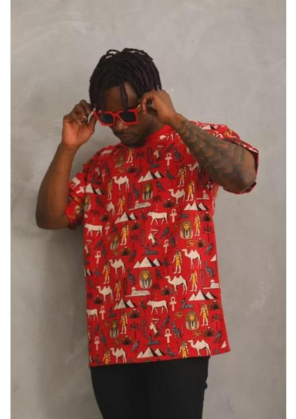 Unisex Oversize Baskılı Bisiklet Yaka T-Shirt modelleri