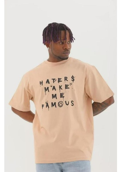 Unisex Oversize Baskılı Bisiklet Yaka T-Shirt fiyatları