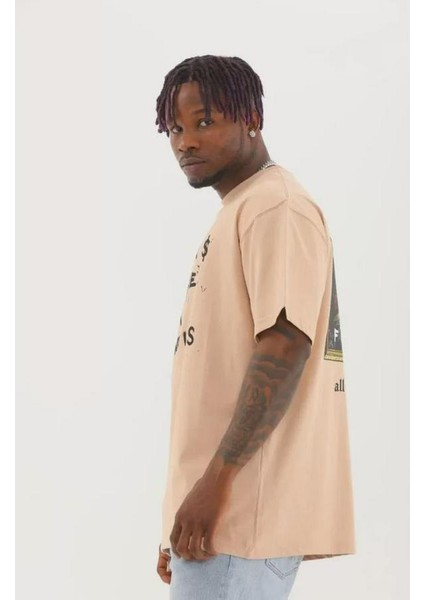 Unisex Oversize Baskılı Bisiklet Yaka T-Shirt modelleri