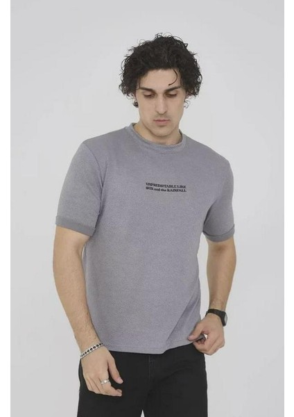 Unisex Bisiklet Yaka Slim Fit T-Shirt- Gri fiyatları