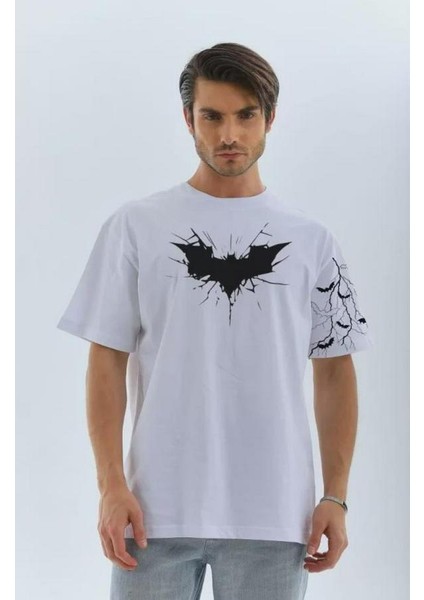 Unisex Ön ve Kol Baskılı Oversize T-Shirt
