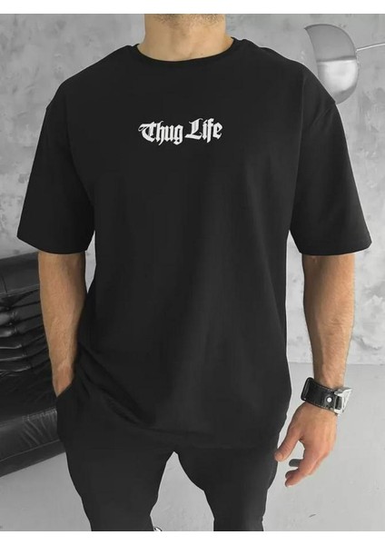 Unisex Bisiklet Yaka Baskılı Oversize T-Shirt fiyatları