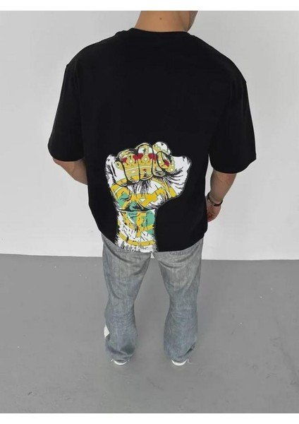 Unisex Bisiklet Yaka Baskılı Oversize T-Shirt fiyatları