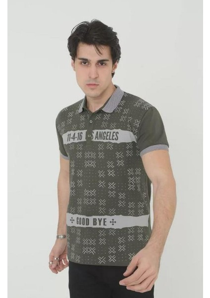 Yakalı Slim Fit Baskılı T-Shirt