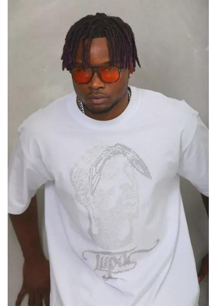 Unisex Oversize Taşlı Bisiklet Yaka T-Shirt modelleri