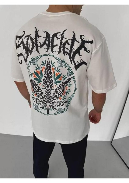 Unisex Bisiklet Yaka Baskılı Oversize T-Shirt fiyatları