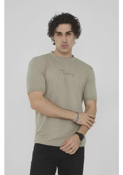 Unisex Bisiklet Yaka Slim Fit T-Shirt- Açık Yeşil modelleri