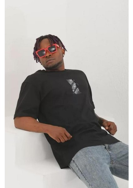 Unisex Oversize Baskılı Bisiklet Yaka T-Shirt modelleri