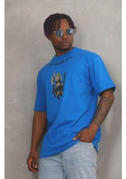 Unisex Oversize Baskılı Bisiklet Yaka T-Shirt fiyatları