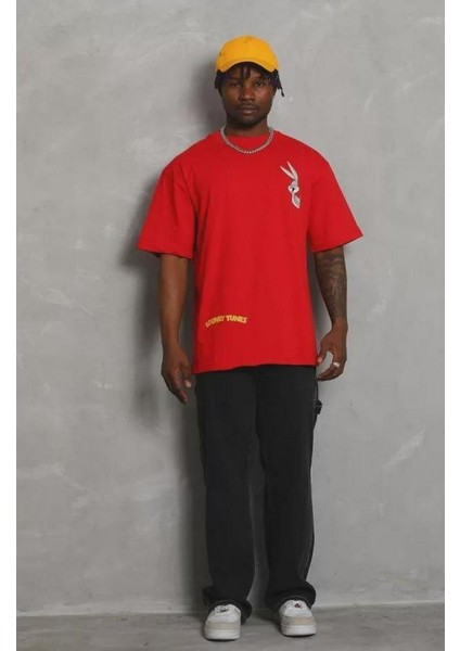 Unisex Oversize Baskılı Bisiklet Yaka T-Shirt modelleri