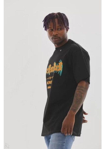 Unisex Kuşgözü Detaylı Baskılı Oversize T-Shirt modelleri