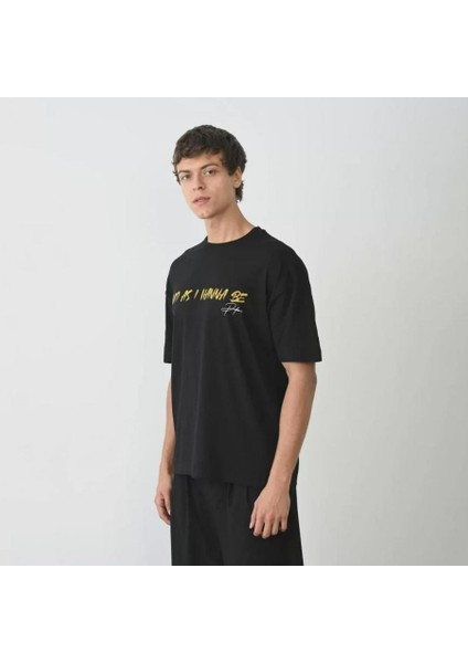 Unisex Bisiklet Yaka Baskılı Oversize T-Shirt fiyatları