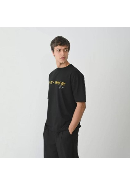 Unisex Bisiklet Yaka Baskılı Oversize T-Shirt modelleri