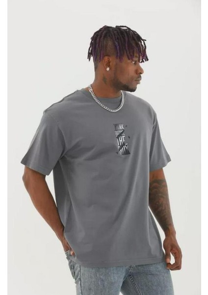 Unisex Oversize Baskılı Bisiklet Yaka T-Shirt fiyatları