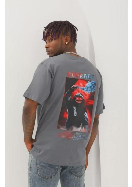 Unisex Oversize Baskılı Bisiklet Yaka T-Shirt modelleri