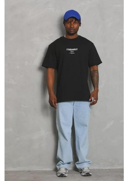 Unisex Oversize Baskılı Bisiklet Yaka T-Shirt modelleri