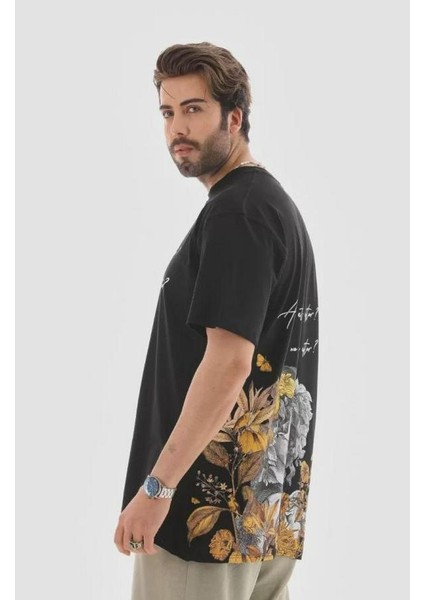 Unisex Bisiklet Yaka Baskılı Oversize T-Shirt modelleri