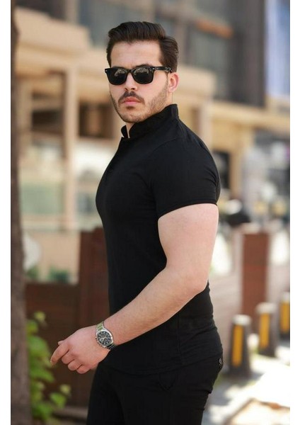 Hakim Yaka Dokuma Pamuklu Kumaş Kısa Kollu T-Shirt fiyatları