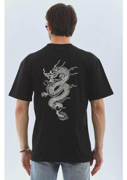 Unisex Oversize Baskılı Bisiklet Yaka T-Shirt fiyatları