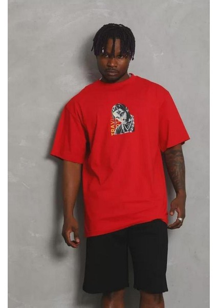 Unisex Oversize Baskılı Bisiklet Yaka T-Shirt fiyatları
