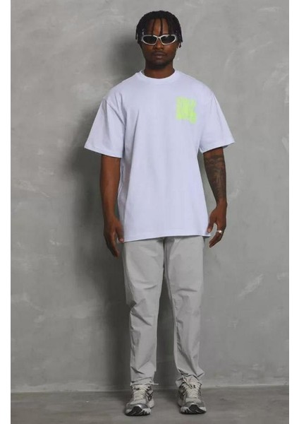 Unisex Oversize Baskılı Bisiklet Yaka T-Shirt fiyatları