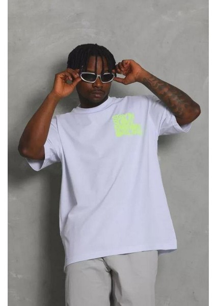 Unisex Oversize Baskılı Bisiklet Yaka T-Shirt modelleri