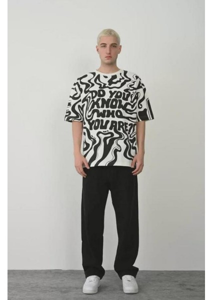 Unisex Baskılı Bisiklet Yaka Oversize T-Shirt fiyatları