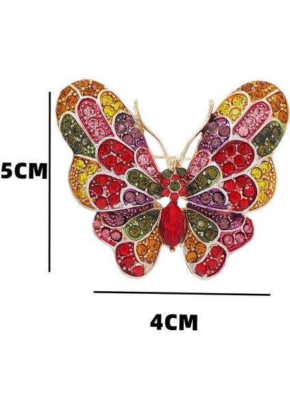 Rengarenk Zirkon Taşlı Zarif Kelebek Broş indirimleri
