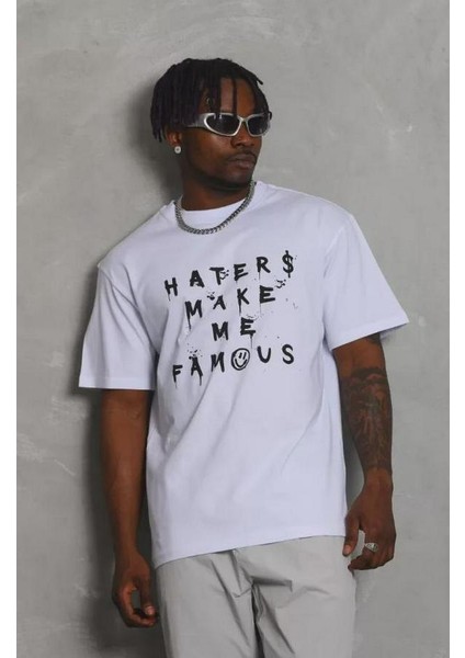 Unisex Oversize Baskılı Bisiklet Yaka T-Shirt fiyatları