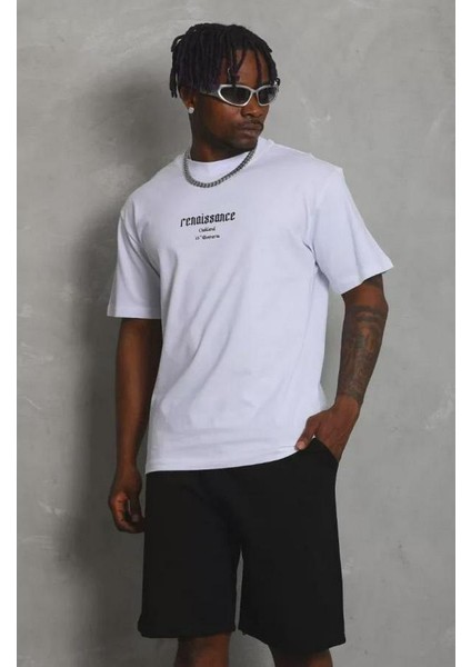 Unisex Oversize Baskılı Bisiklet Yaka T-Shirt modelleri