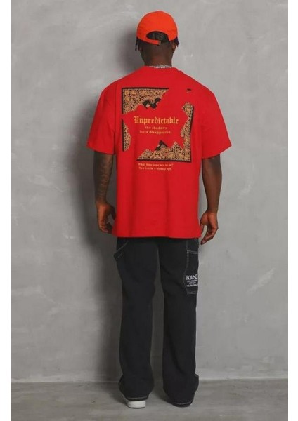 Unisex Oversize Baskılı Bisiklet Yaka T-Shirt fiyatları