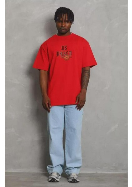 Unisex Oversize Baskılı Bisiklet Yaka T-Shirt fiyatları